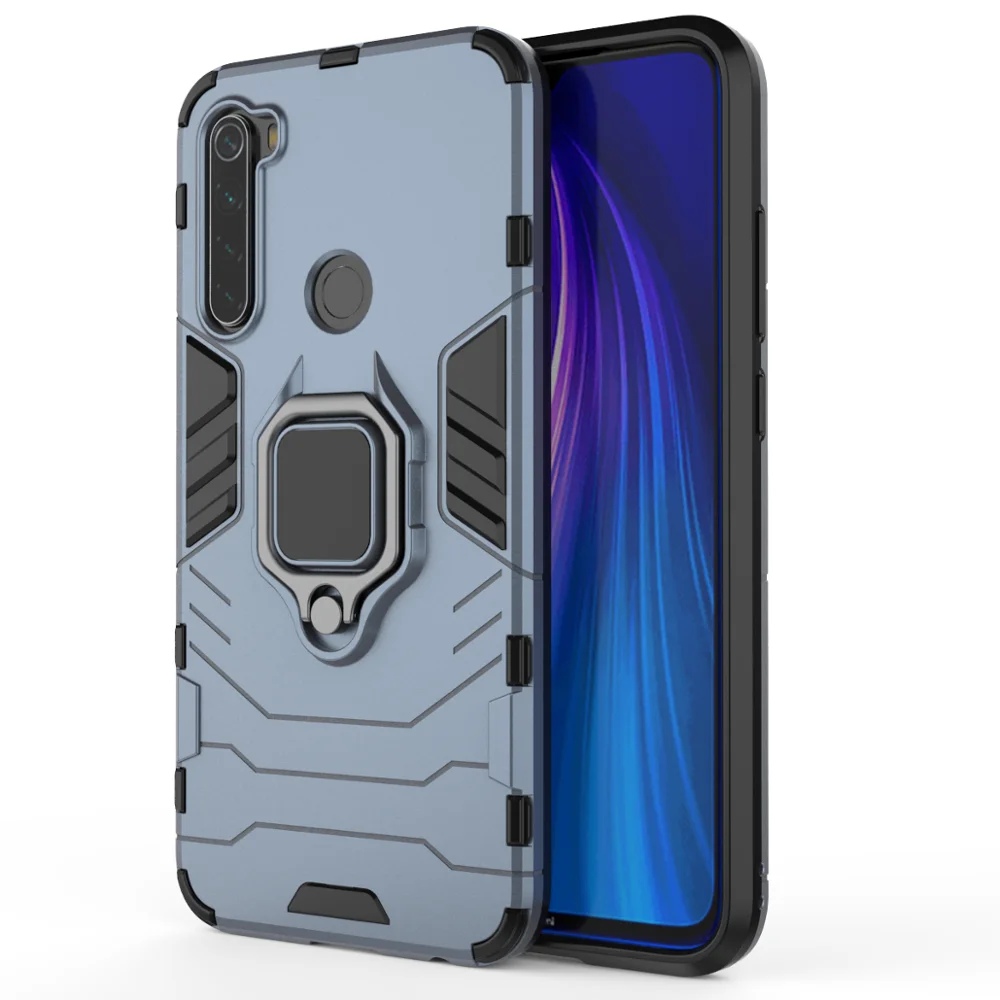 Car Magnetic Ring Stand 360 Degree Full Protective 2 In One Phone Cover Case for Xiaomi Red mi Note 8 Bumper Case