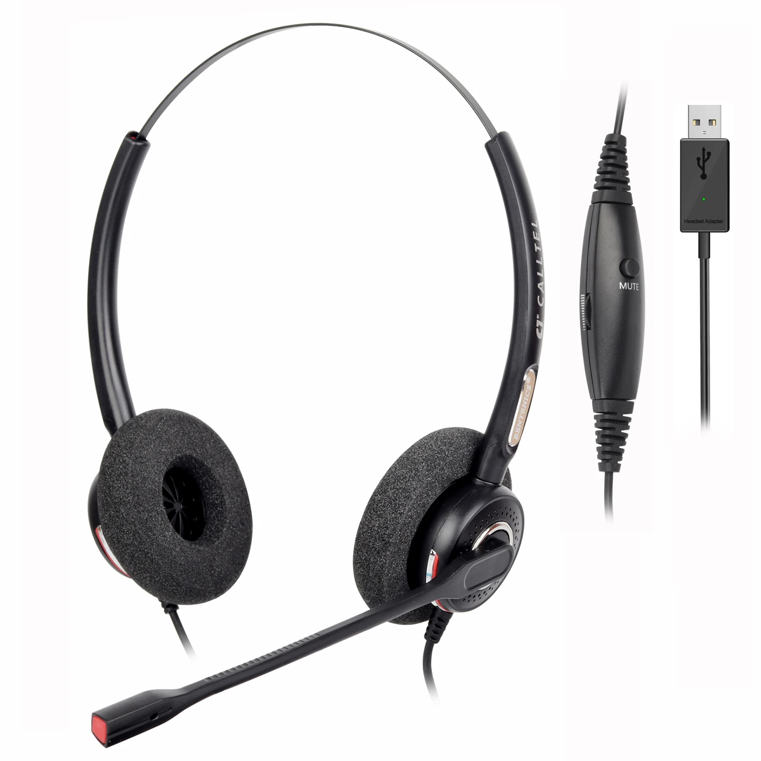 USB Headset For Call Center with Noise Cancelling binaural Headset, foam , Lightweight, comfortable