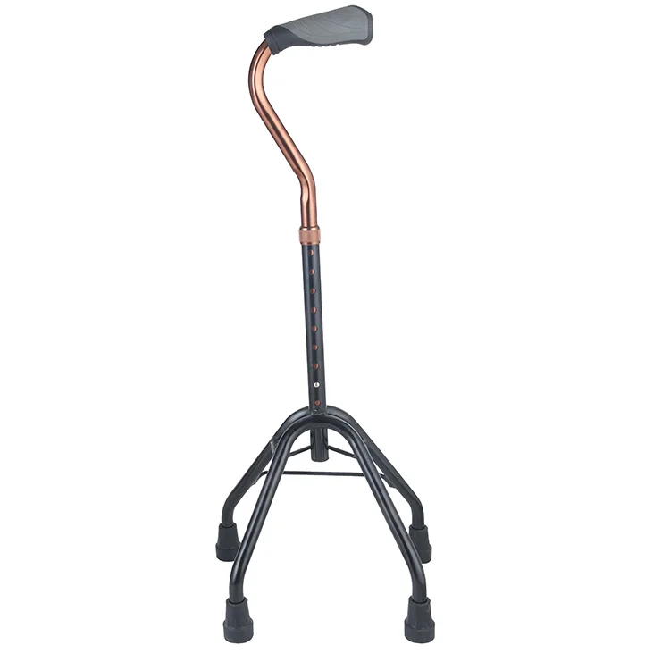 Light weight Ergonomic Handle Adjustable  Quad Walking Cane Quad Stick for disabled  and elder walking aid Stick With Large Base