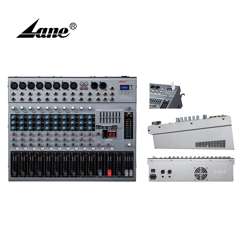 Lane GMX-12/2D Good Quality USB Interface DJ Mixing Board 12 Channel  powered Audio Mixer Amplifier
