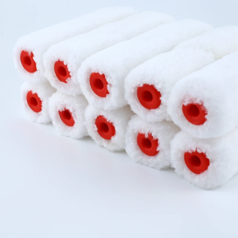 4 inch White Wool Cover Red Barrel Core mini polyester paint roller brush tools Wool White Roller Refill Paint Brush
