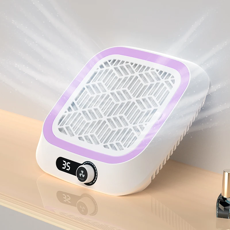 Pink Rechargeable Nail Dust Fan Extractor Powerful Nail Vacuum Cleaner Dust Desktop Professional Nail Dust Collector Machine