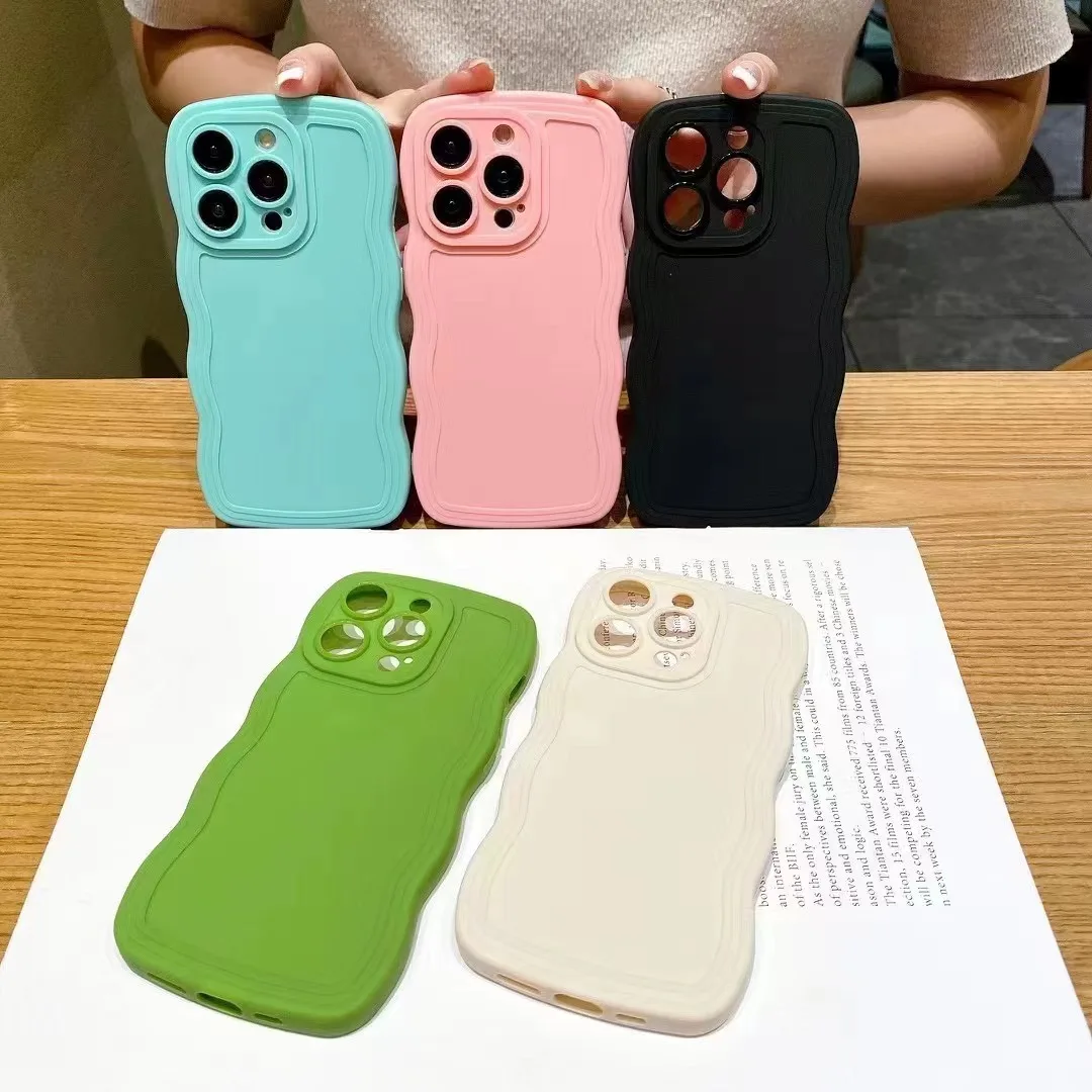 Wave Shape Tpu Anti Falling Mobile Phone Case Colorful Transparent Cover For Iphone 7 8 X Xr 11 12 13 14 Pro Max