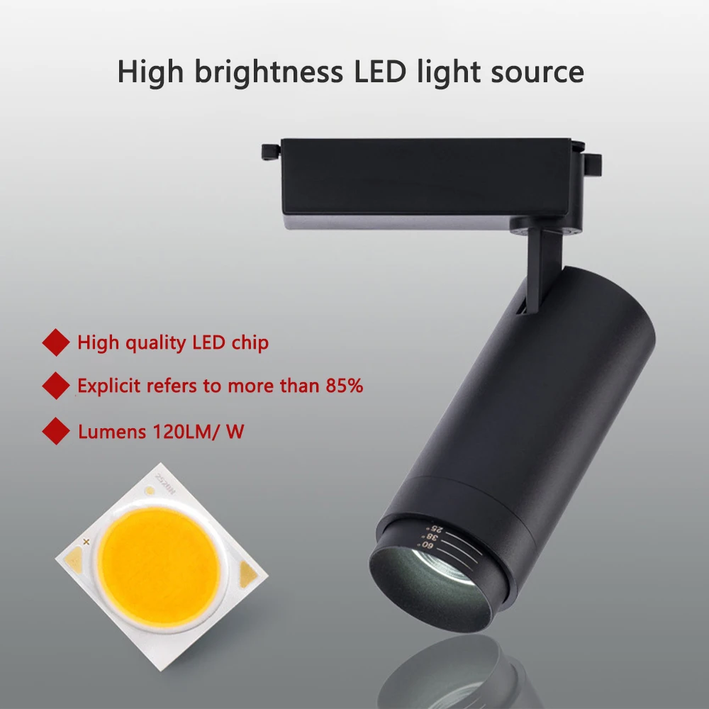 Open focus track light ceiling 10W-30W track spotlight adjustable Angle living room background office lighting