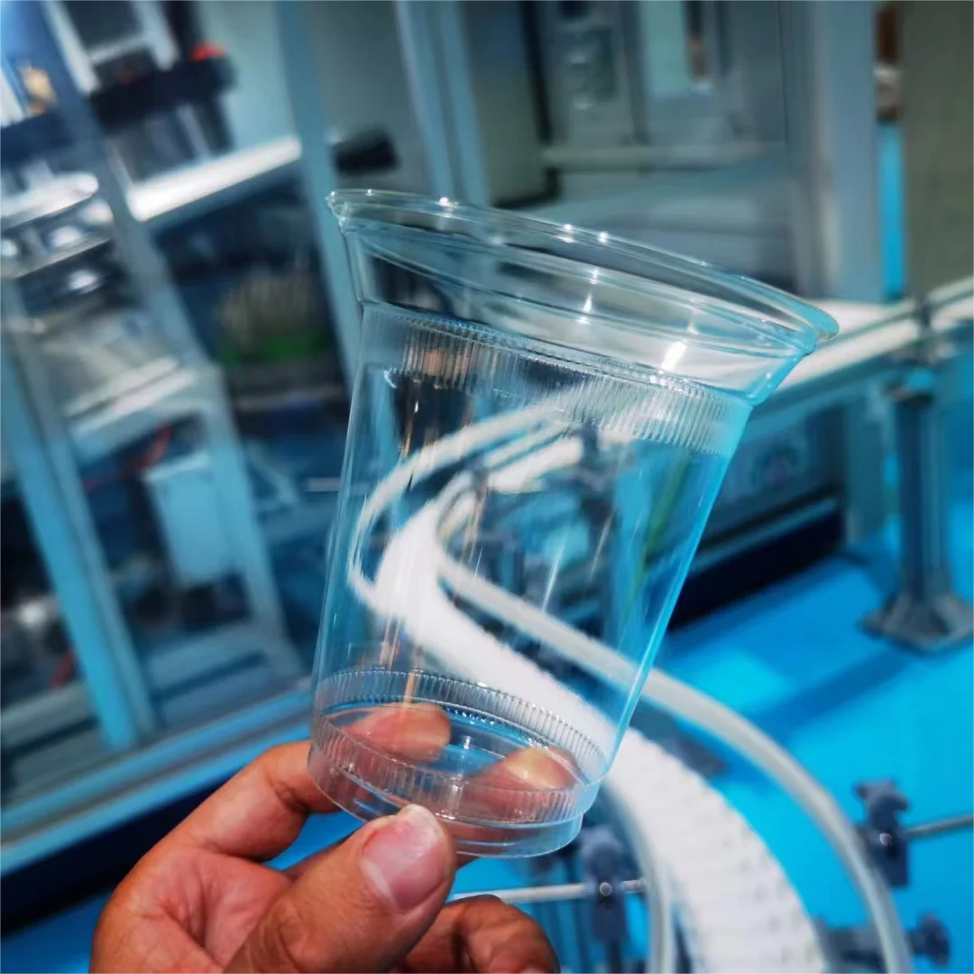 Customized Disposable Compostable Biodegradable Clear Plastic Cups and PLA Lids Set for Cold Drinks