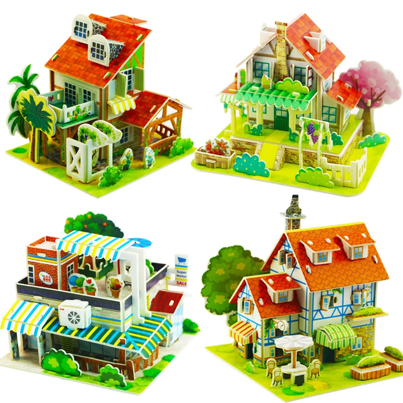 Gift promotion 3D paper puzzles DIY paper toy kids puzzles 3D Puzzle games for kids