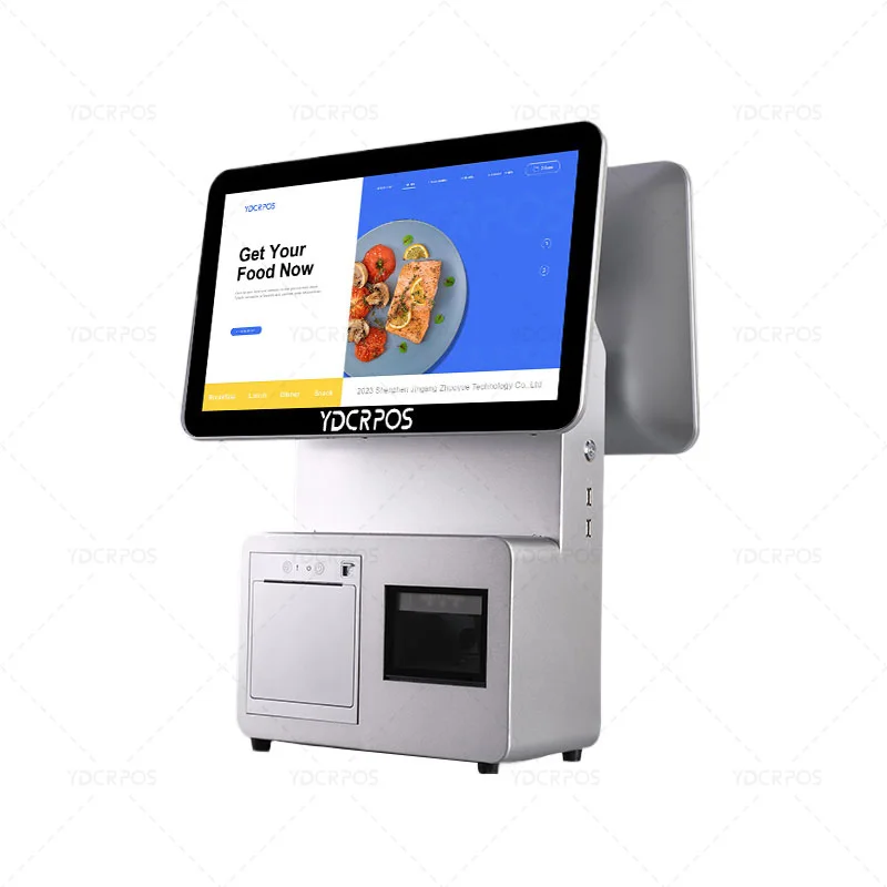 Оптовая продажа все в одном POS терминал канал регистр сенсорный экран двойной Pos машина с принтером 80 мм 2D сканер