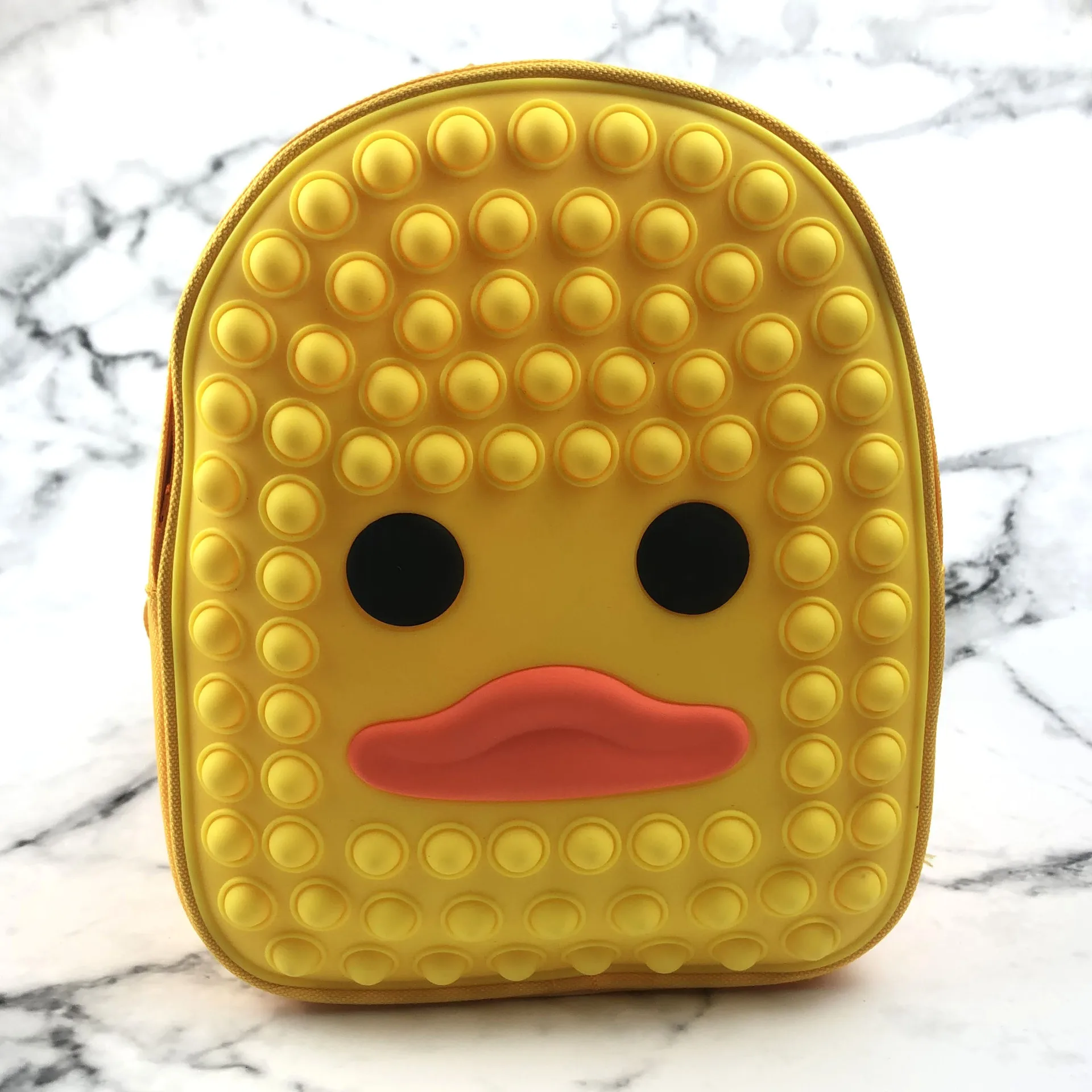 Duck Push Popping Bubble Fidget Sensory Toy Backpack Purse Rainbow Silicone Popis Fidget Purse School Pop Bags for Kids Girls