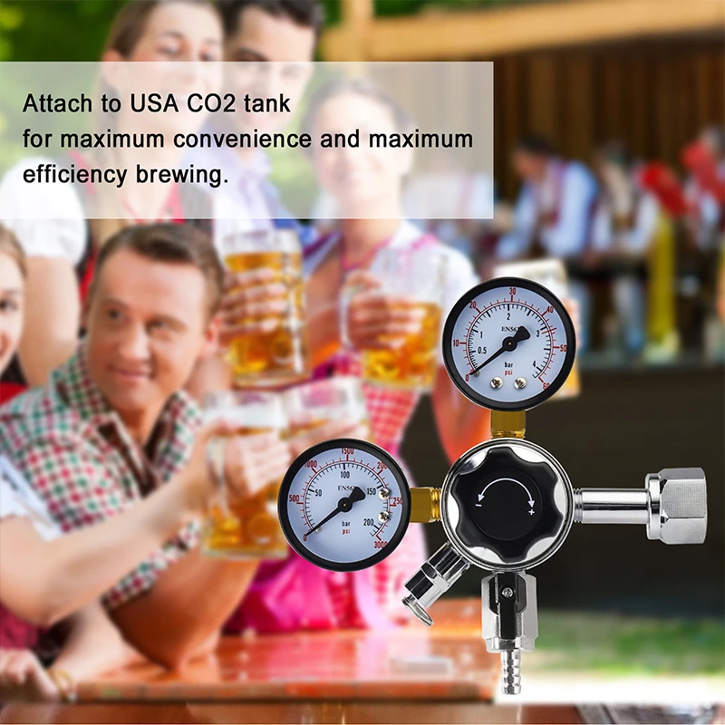 CO2 Kegerator Regulator with Pressure Adjustment Knob Beer Regulator with Safety Manual Pressure Relief Valve For Beer/Beverage