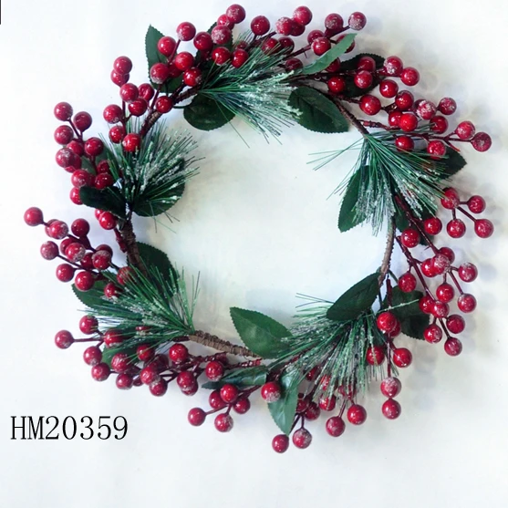 Christmas 2022  decoration customized artificial garland swag with red berries and snow effect