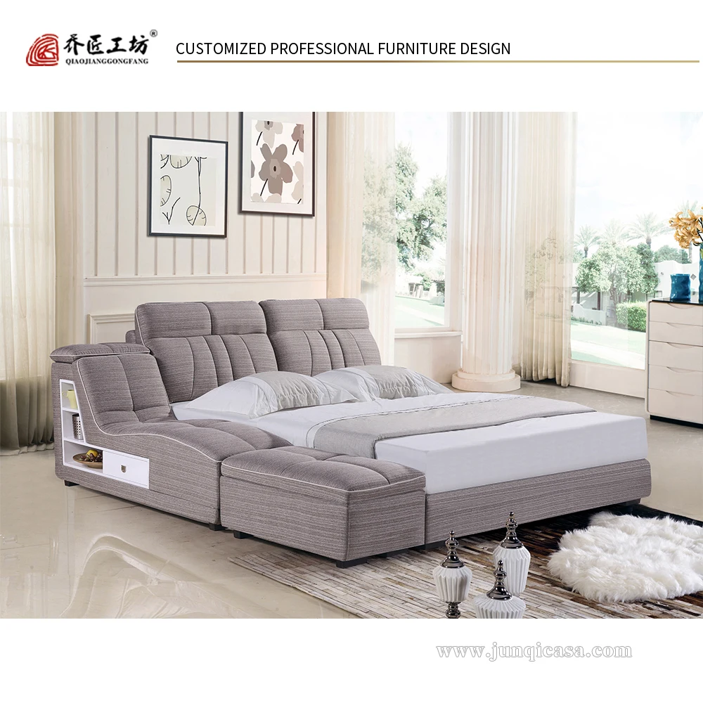 Modern Genuine Leather Royal Bedroom Funiture Double Bed Wedding Bed Bedroom Set