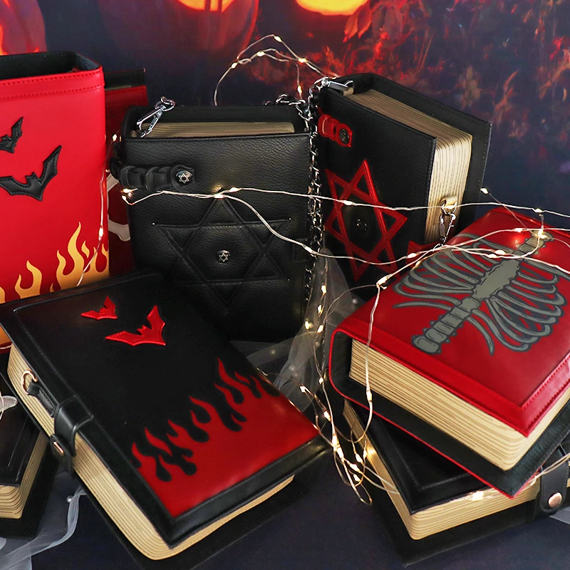 Bag Factory Designed Punk Magic Book Shaped Purse Custom Dark Style Gothic magic witchy purse