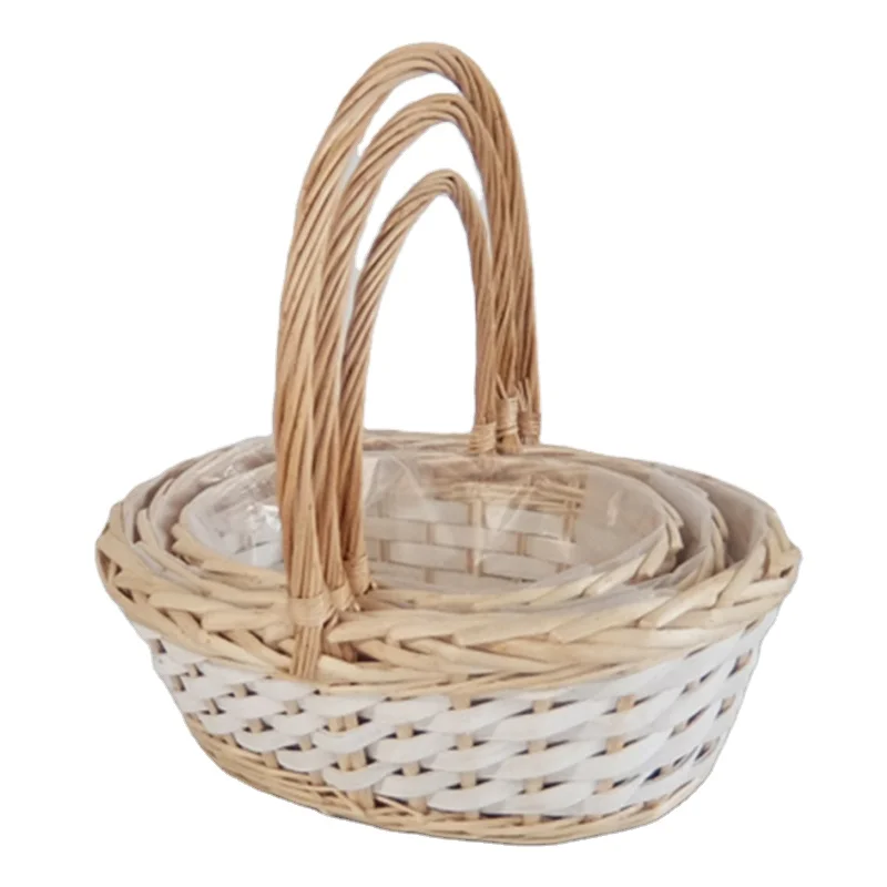 New design oval wicker woven flower garden basket