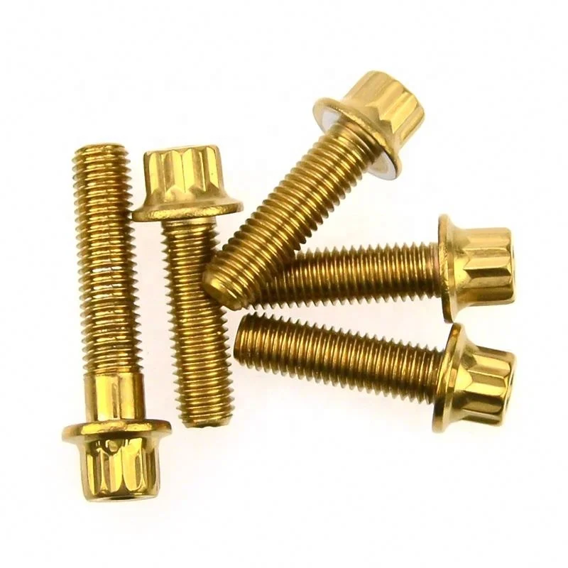 10.9 Grade Alloy Steel Wheel Hub Bolts Screws Stainless Steel M7*32mm M7*24mm 12 Point Flange Titanium Split Rim Bolt  For BBS