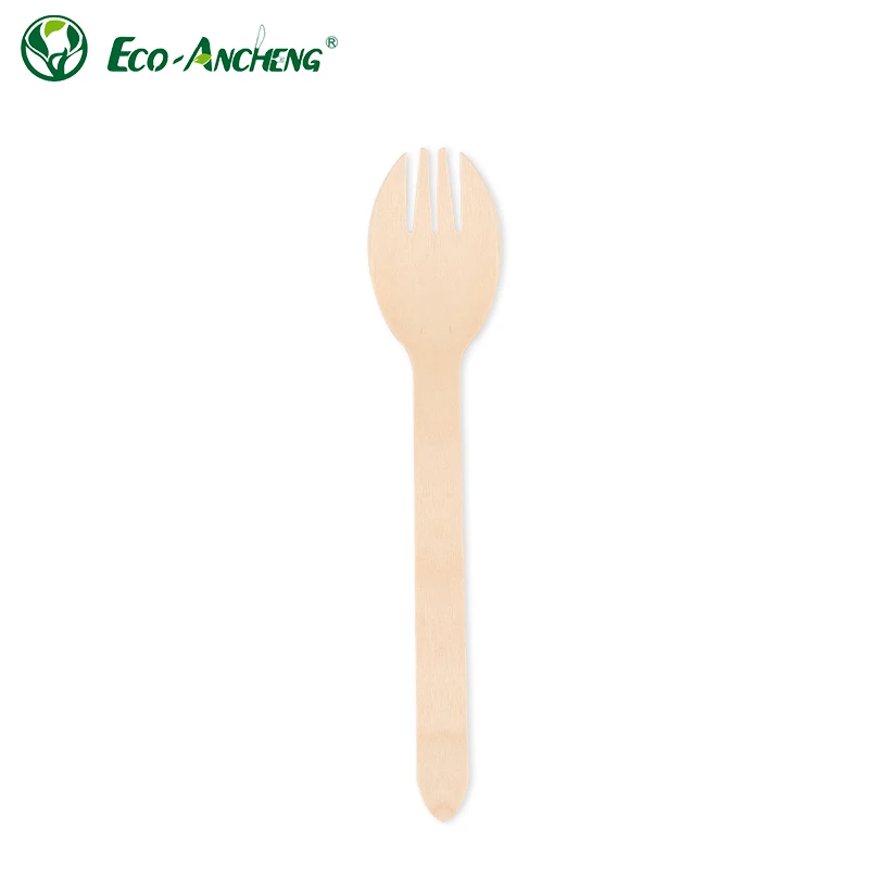Disposable Wooden Sporks Cheap Wholesale Price 105 140 147 160 165Cm Cutlery Spork Reusable For Dessert