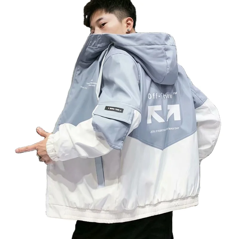 Мужская куртка с капюшоном, приталенная куртка с капюшоном, с принтом, размеры до 3xl, на весну и осень, 2021