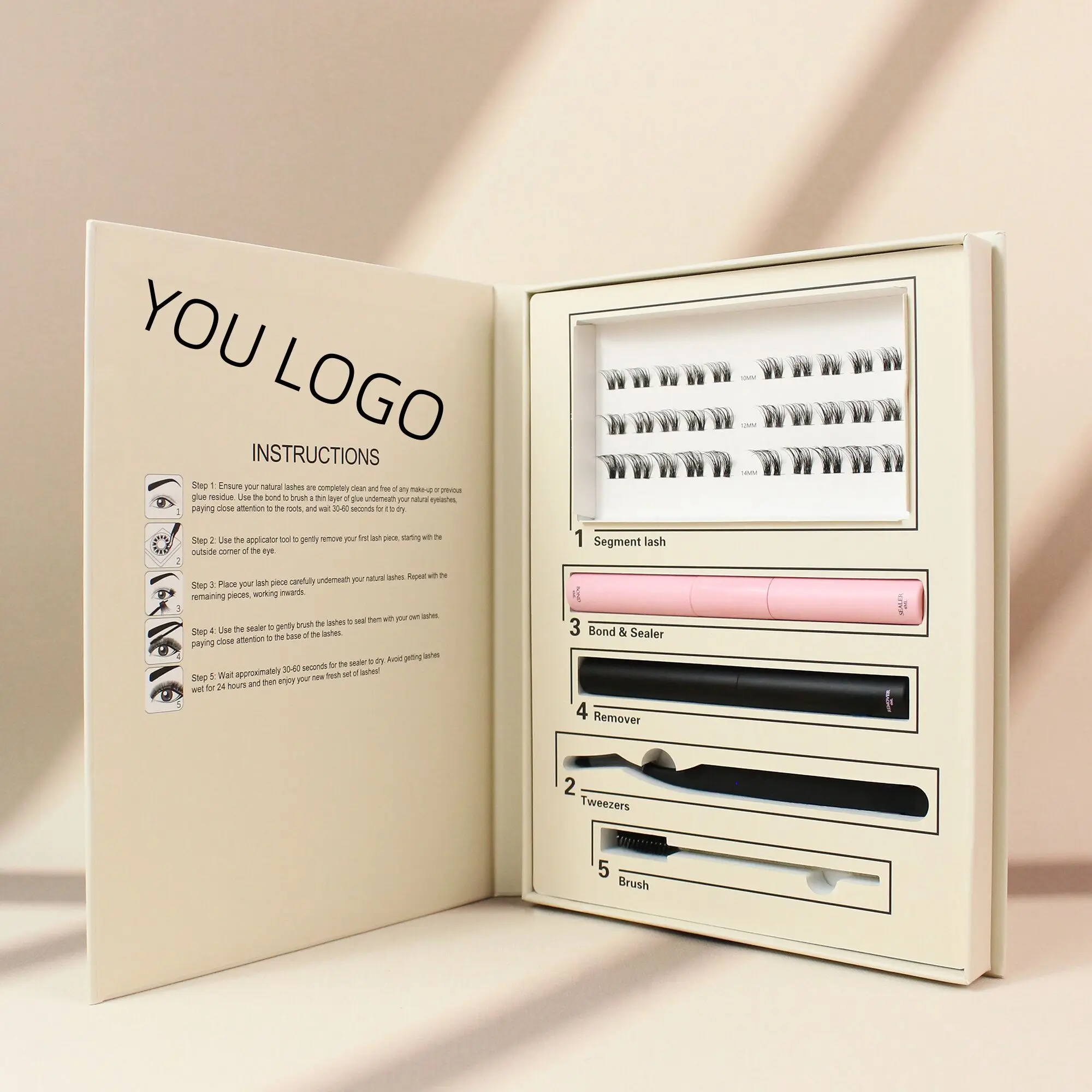 Factory Price custom fluffy diy lash kit wholesale eyelash cluster bond and seal Private label vegan eyelash extension set home