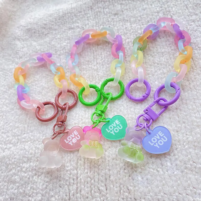 Cartoon Cute Bear Girly Frosted Soft Sweets Jelly Acrylic Resin Mobile Phone Case Bag Accessories Keychain