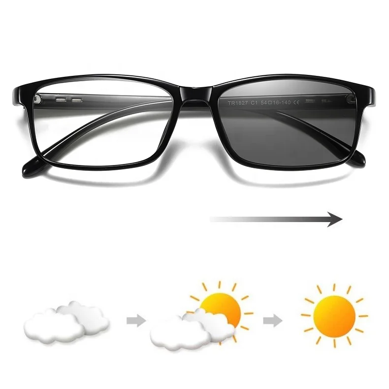 Manufacture Direct In Stock designer vintage rectangle tr90 frame photochromic anti blue light glasses for men