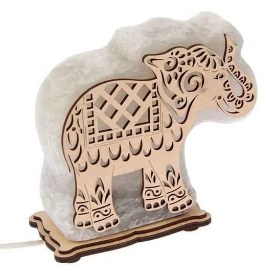 Himalayan Salt Animal with wooden engraving Crafted Lamps premium quality low price