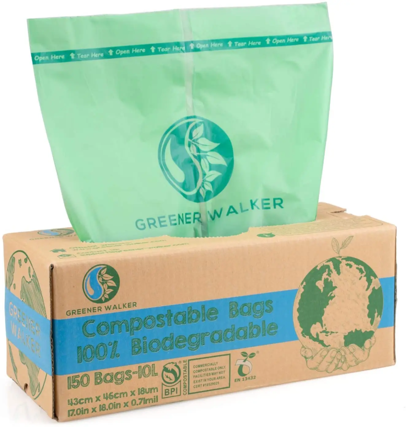 ASTMD6400 EN13432 Biodegradable and Compostable Bin Liners Trash Bags on Roll