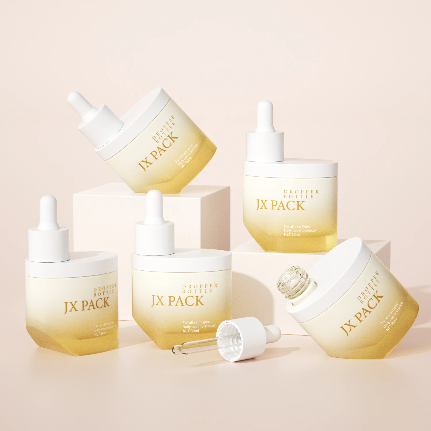 irregular unique shape 1oz luxury serum pump bottle 30ml pink frosted glass oil serum pipette dropper bottle with dropper