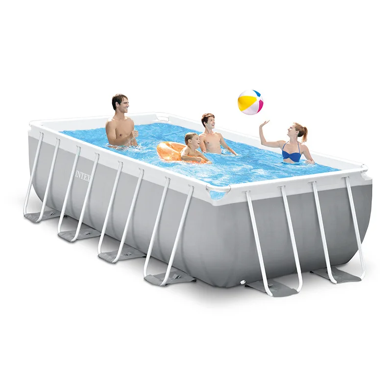 Intex 26790 Piscina Folding Steel Frame PVC Rectangular Family Above Ground Outdoor Garden Swimming Pool Set