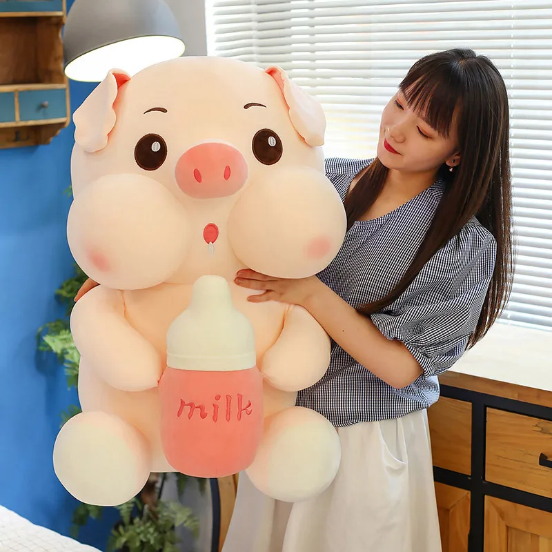 custom kawaii big custom plush bottle piggy toy baby christmas soft cute pig fat plush toy doll pillow plush toys