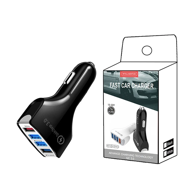 Universal 5V 9V 12V Fast Charging 4-Port USB Multi Car Charger Adapter