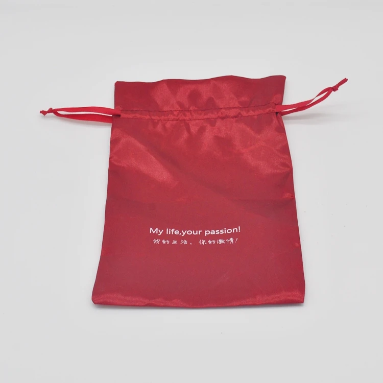 
Colorful satin pouch with silk ribbon 