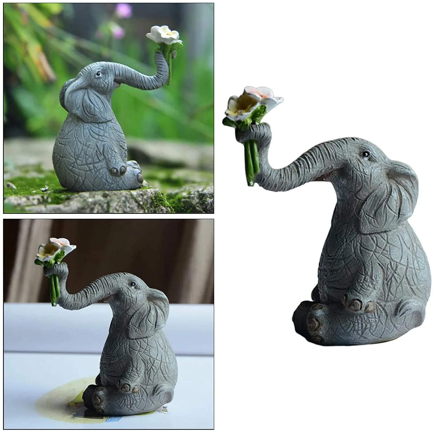 FREE SAMPLE  Elephant Figurine Resin Sculpture Home Decor Fairy Garden Home Table Decor Garden Statue Crafts