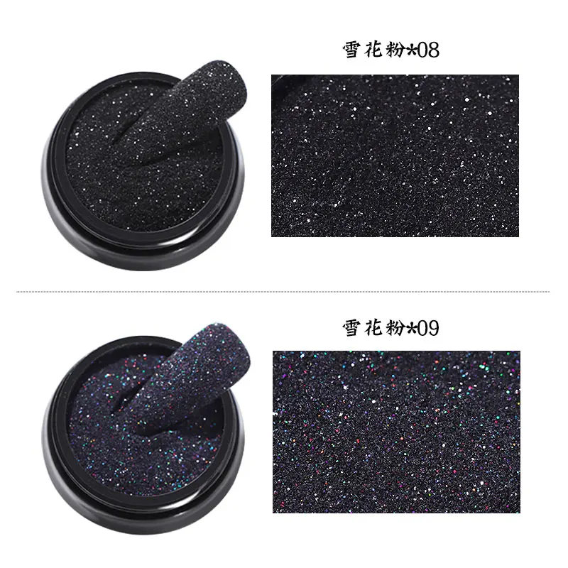 Misscheering 2G Aurora Matte Effect Powders Nail Starlight Black Sugar Glitters Sparkling Manicure Decorations Nail  decor