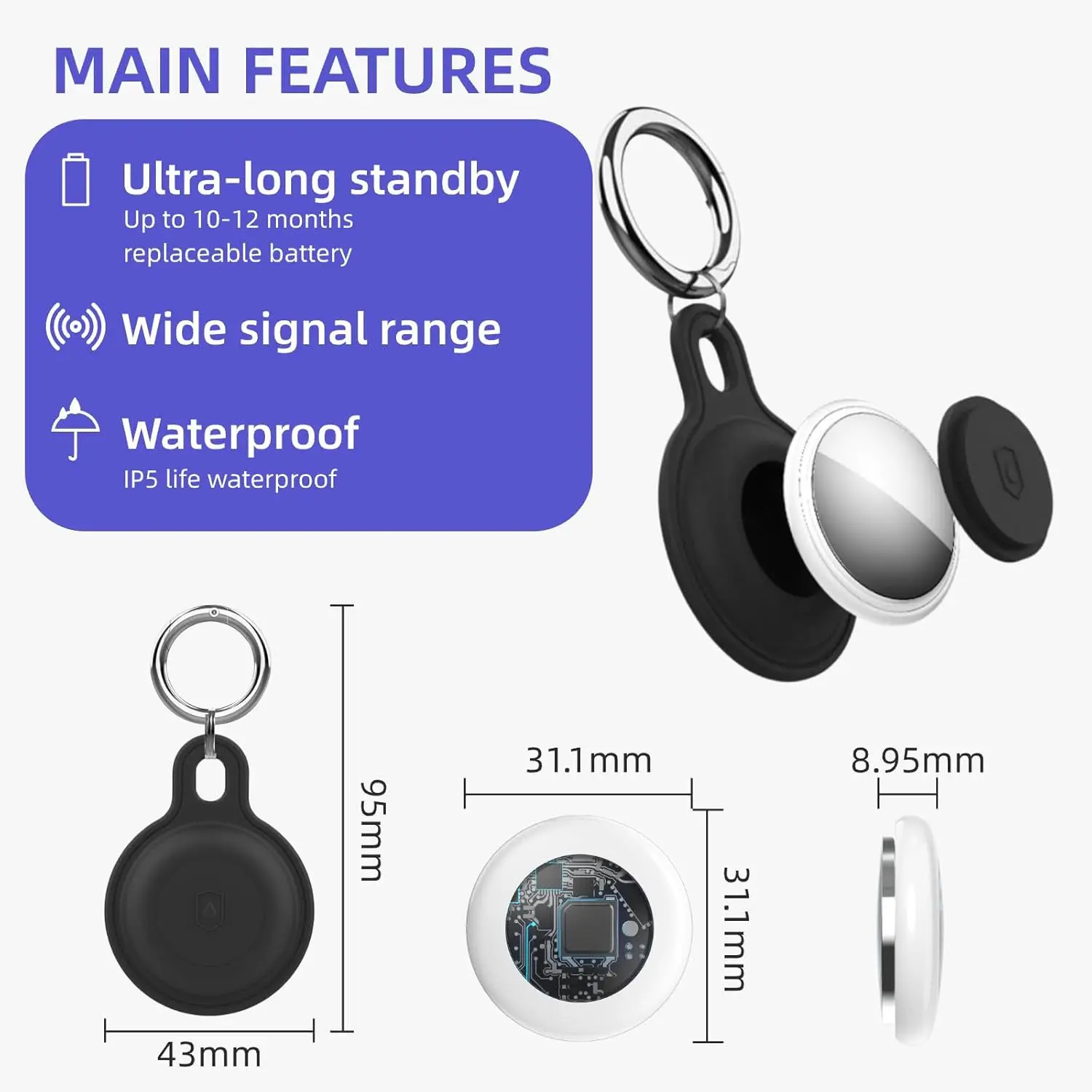 Markdown Sale MFi Smart Tag Find My Key Finder Locator Anti Lost Mini GPS Real Time Tracking Device Pet Dog AirTag for Apple