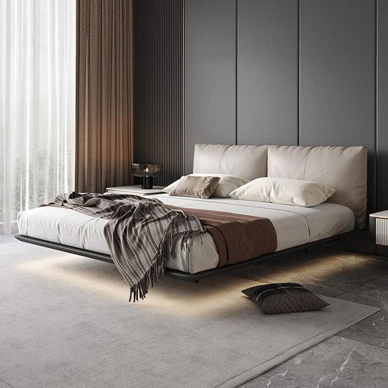 Floating Bed Frame Tatami Bedroom Furniture Wooden Queen King Size Low Platform Kama Metal Bed