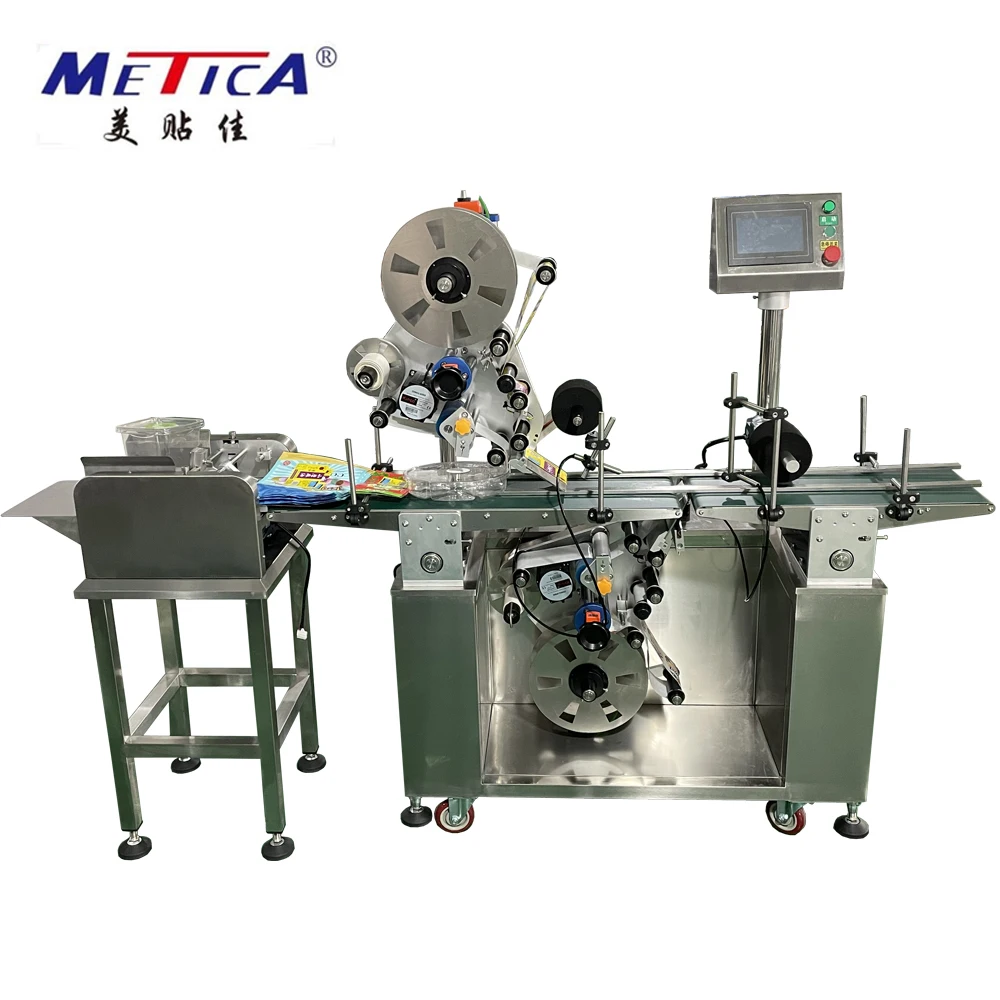 Высококачественная автоматическая машина для нанесения этикеток сверху и снизу и двухсторонняя наклейка этикеток