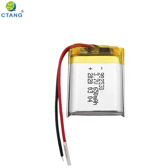 Factory direct sale 3.7v 650mah rechargeable 902530 lipo cell prismatic lithium polymer battery for laptop smart watch