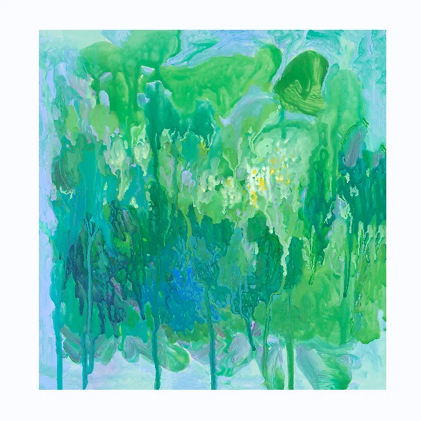 Modern design pattern fresh green  flower high quality canvas paintings  for wall  decorative