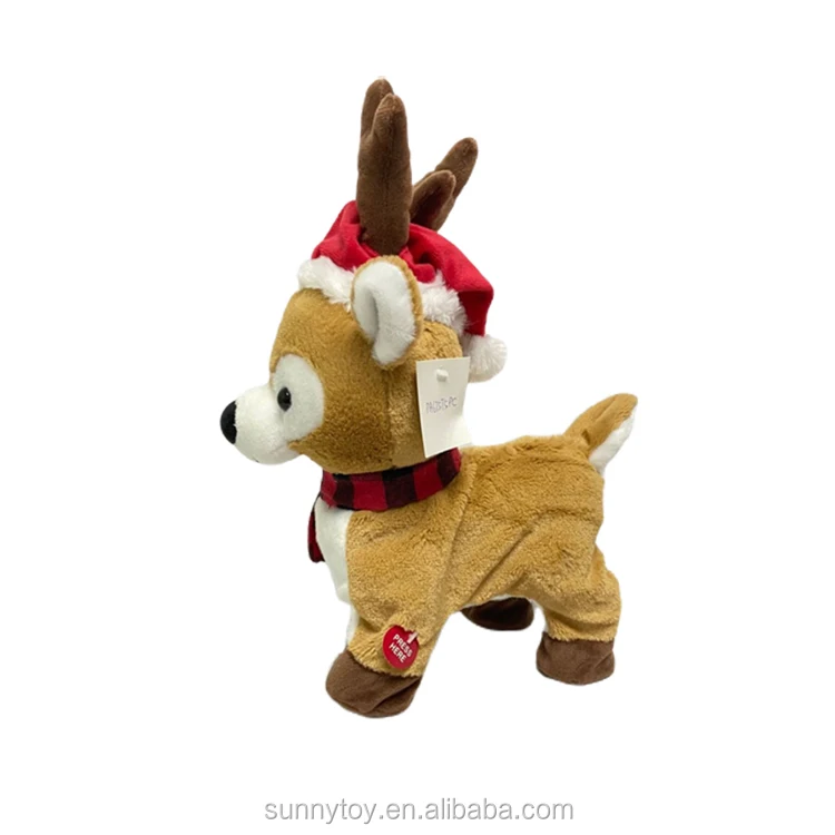 Singing Christmas reindeer walking plush toys