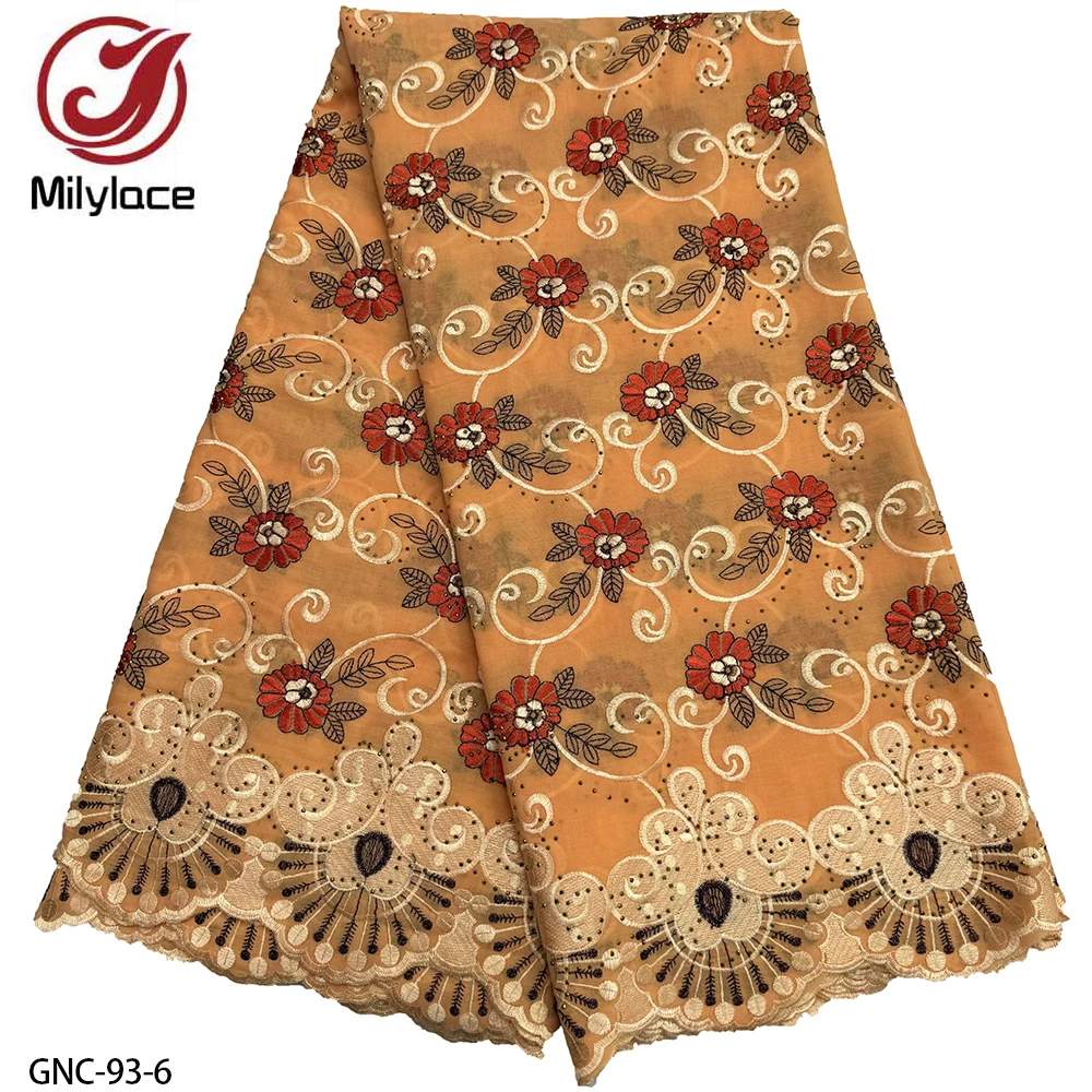High Quality 100% Cotton Flower Embroidery Nigerian Swiss Voile Lace Fabric