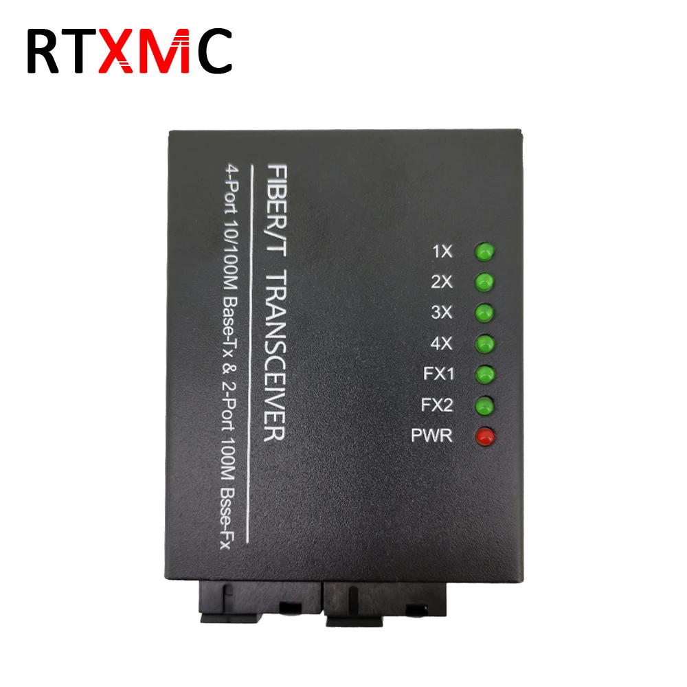 RTXMC 10/100m 2f4e Fast Fiber Switch 2 Optical Port 4 Rj45 Port Reverse POE Network Switch fiber optical media converter