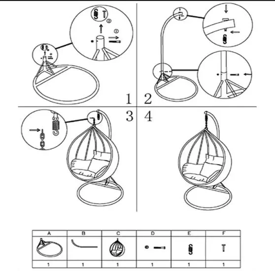 Modern Garden Furniture Courtyard Outdoor Patio Balcony Rattan Egg Hanging Single Color Cushion Swing Egg Pod Chair with Stand