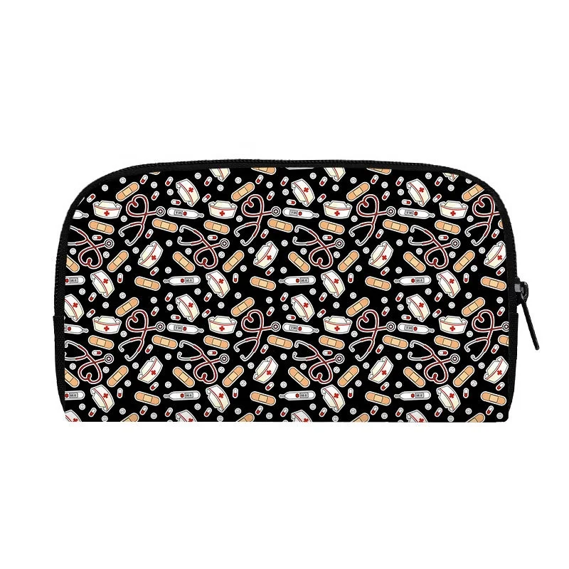 Nurse Gift Doctor Nurse Coin Purse black doctor nurse magic medical Syringe Ladies ECG  Women Long Big Wallet Bag