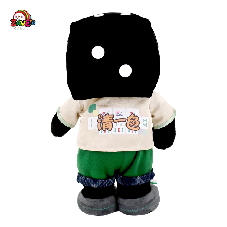 Zaves designed 15.5 inch pink panda plush doll standing position changeable eye mask Chinese traditional costume Mahjong