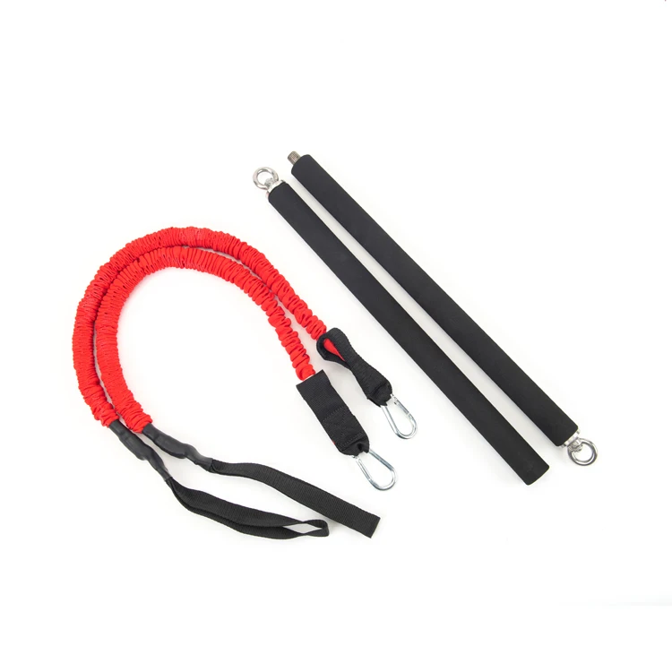 Adjustable  Portable  Pilates Bar Gym Stick With Resistance Band Kit Fitness Set