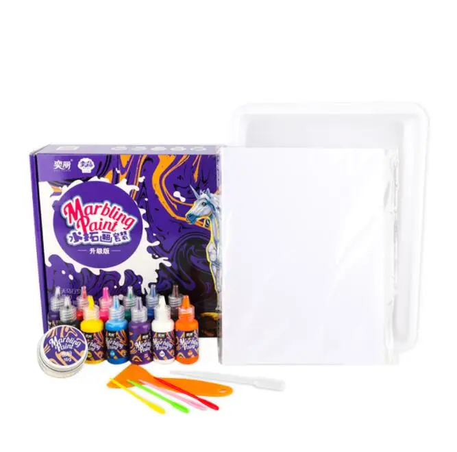 Painting Kit for Kids Arts and Crafts Paint On Water Set - Water Marbling Paint Kit Ideal Gifts for Girls & Boys