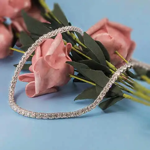 Keiyue 18K White Gold Plated body chain jewelry Cubic Zirconia Classic 925 Woman Tennis Necklace 18 Inch