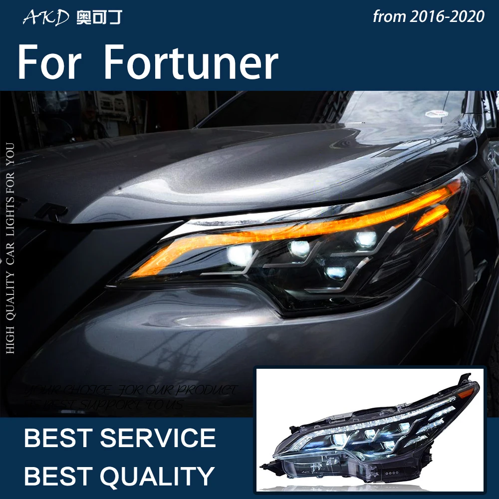 Car Lights For Fortuner 2016-2020 LED Headlight Modification Upgrade Lexus Design Projector 4 Lens DRL Dynamic Turn Signal Lamp
