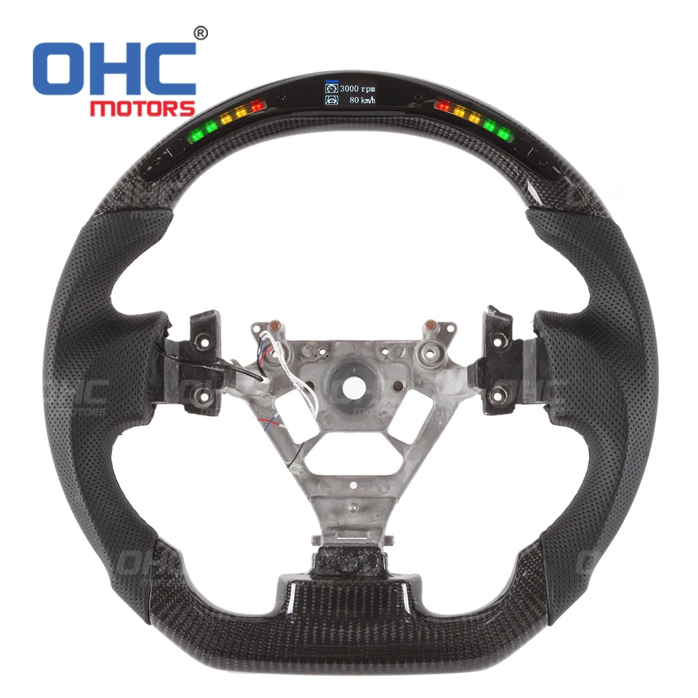 100% Real LED RPM Carbon Fiber Steering Wheel  Fit For  Nissan 350z FX35  OHC Motors