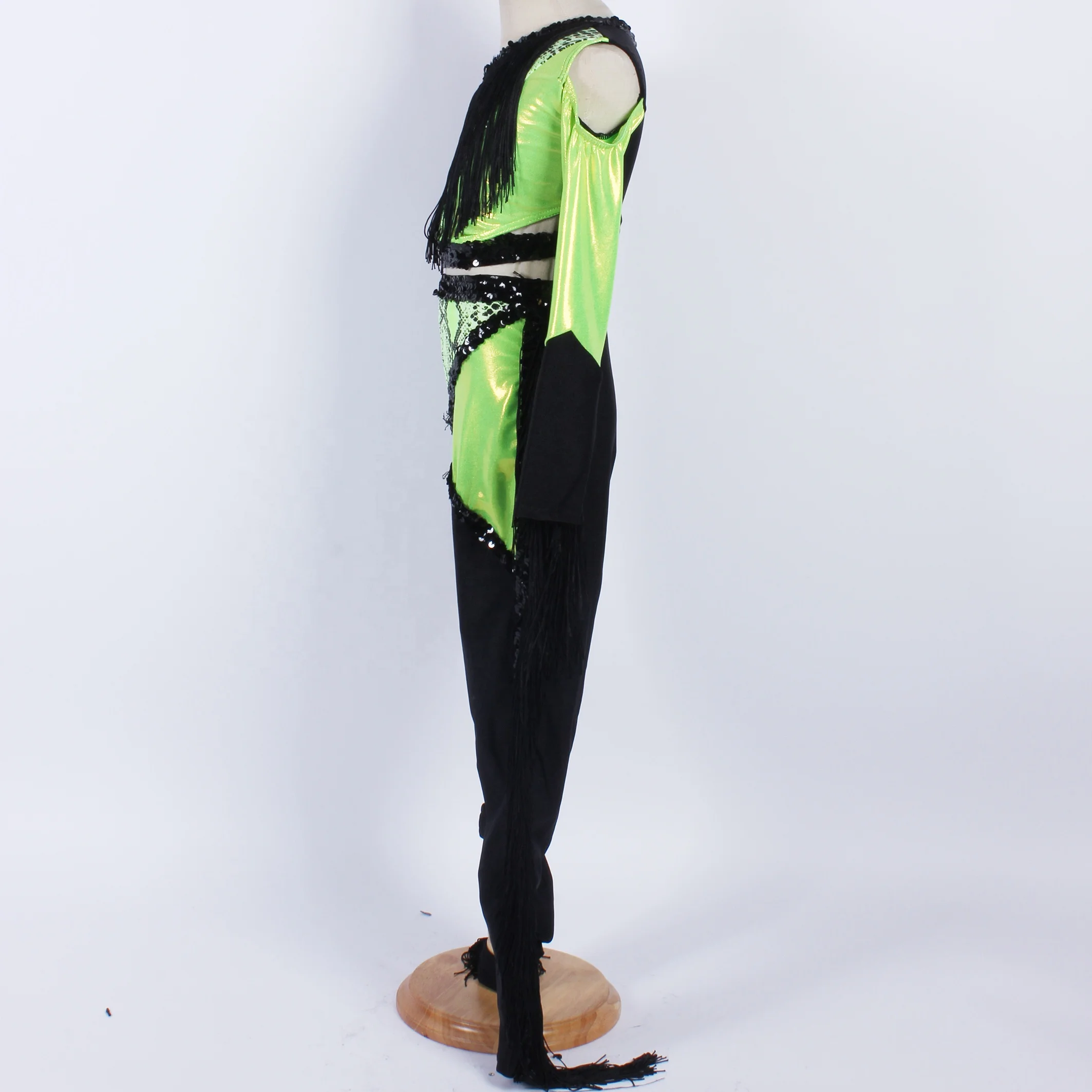 shiny foil dance snake print leotard black sequin tassel dance costume Crazy primitive man stage performance jazz dance wear