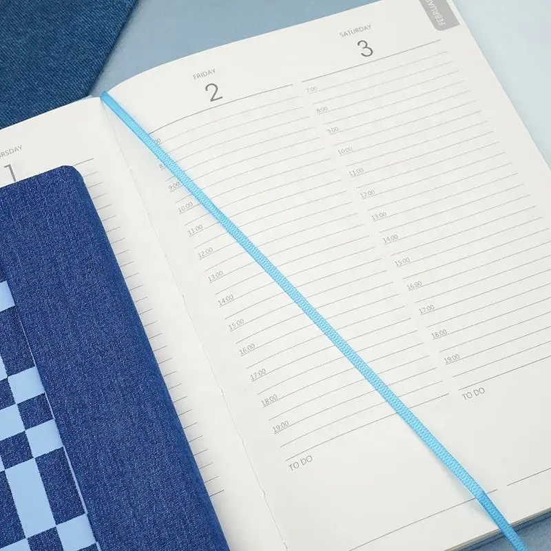 AP Fashion Denim Cover Plaid Style Foil Stamp And Magnet diary with lock Notebook diaries Office Fabric diary 2023